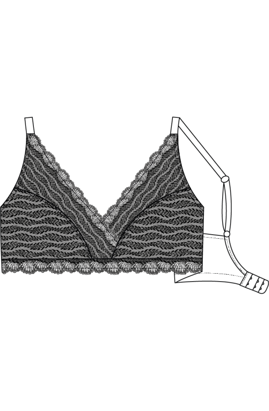 Celokrajková nevyztužená podprsenka BraLette Diamond Graphite