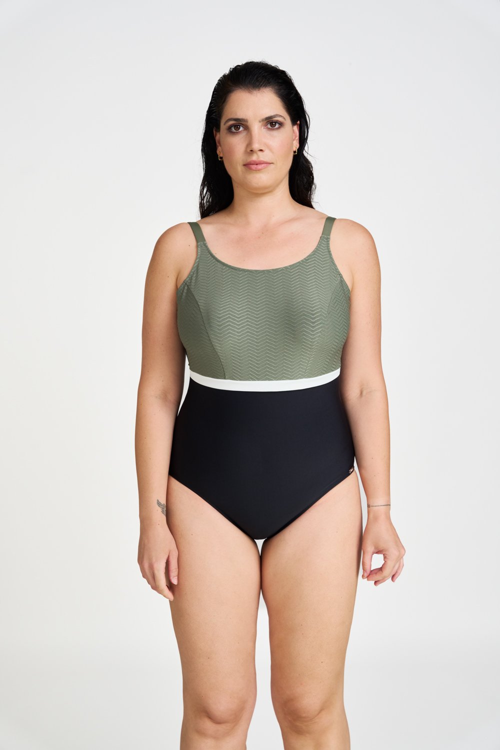 Jednodielne protetické plavky s ozdobným pásikom