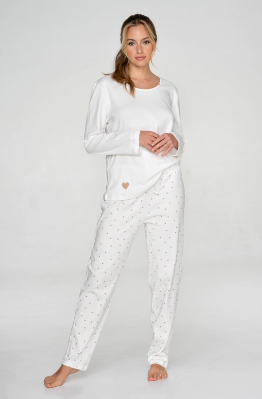 Bavlněné dámské pyžamo Beige Dots