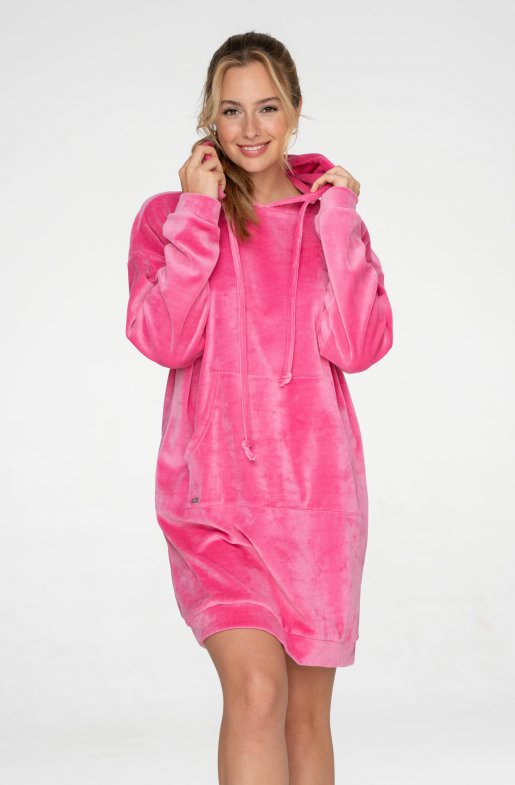 Domácí šaty / prodloužená mikina s kapucí Pink/Grey