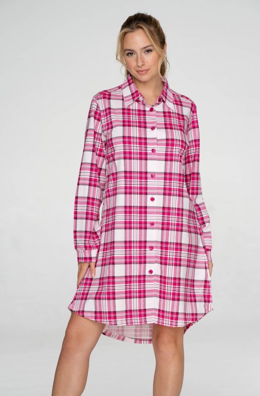 Bavlnená nočná košeľa pánskeho strihu Pink Cubes