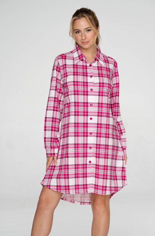 Bavlnená nočná košeľa pánskeho strihu Pink Cubes
