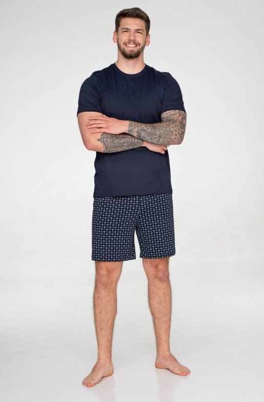 Bavlnené pánske pyžamo s kraťasmi Mens Cross