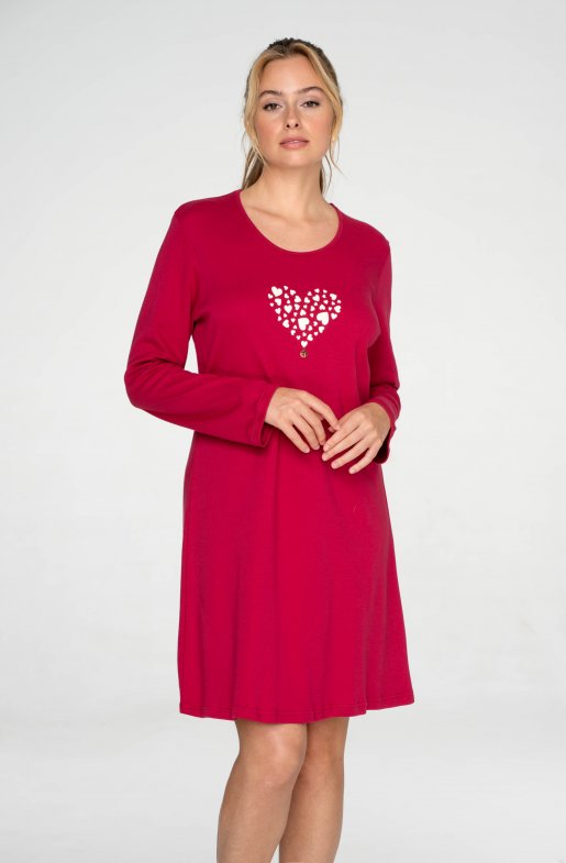 Bavlněná košile s dlouhý rukávem Burgundy Hearts