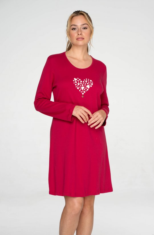Bavlněná košile s dlouhý rukávem Burgundy Hearts