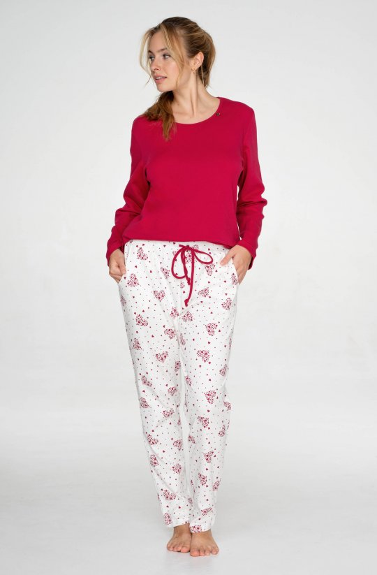 Dámské bavlněné pyžamo Burgundy Hearts