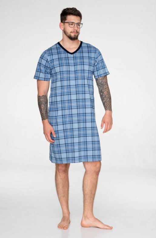 Bavlnená pánska nočná košeľa s krátkym rukávom Mens Cubes