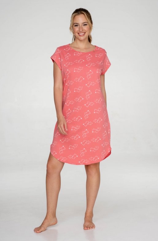 Dámská bavlněná noční košile Dogs Pink