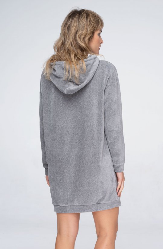 Domácí šaty / prodloužená mikina s kapucí Pink/Grey