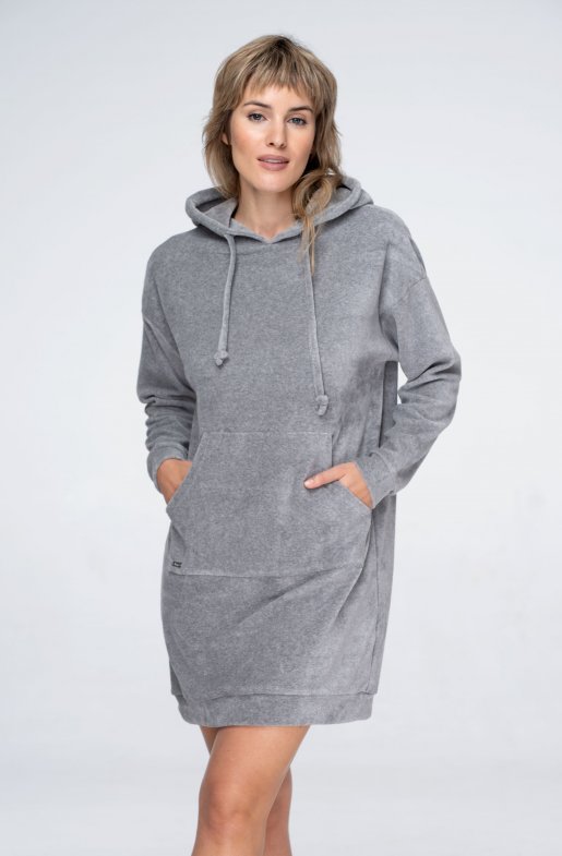 Domáce šaty / predĺžená mikina s kapucňou Pink/Grey