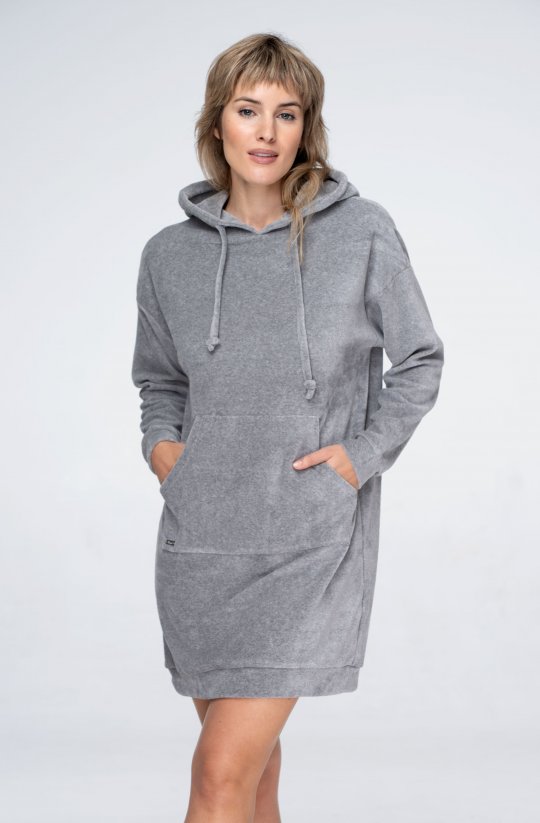 Domácí šaty / prodloužená mikina s kapucí Pink/Grey