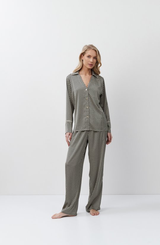 Dámske saténové pyžamo Romie s golierom