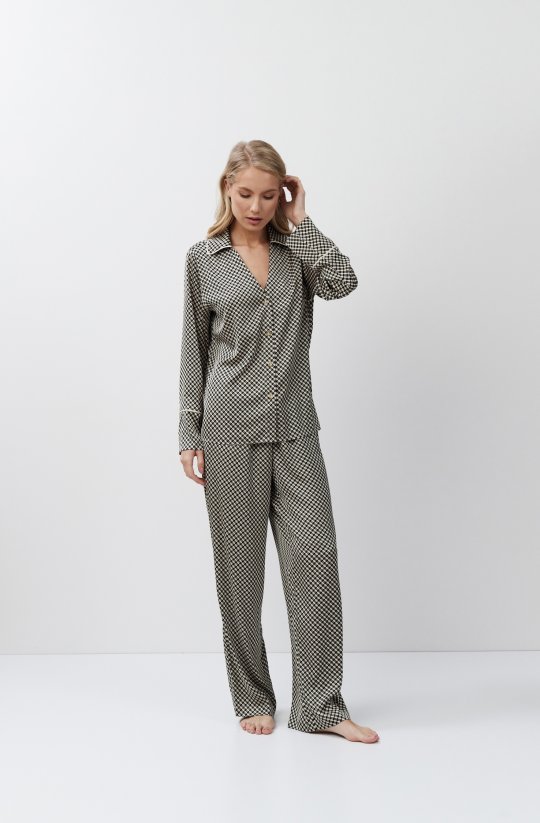 Dámske saténové pyžamo Romie s golierom