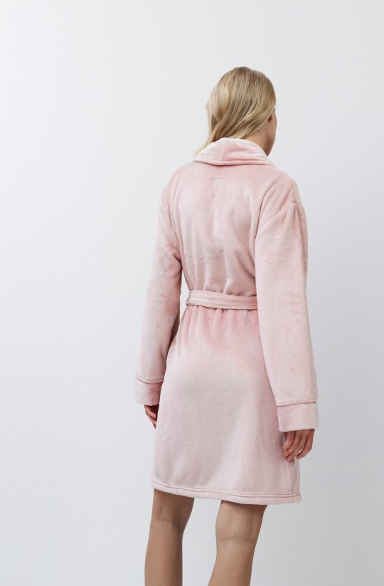 Ružový župan Eva so šálovým golierom