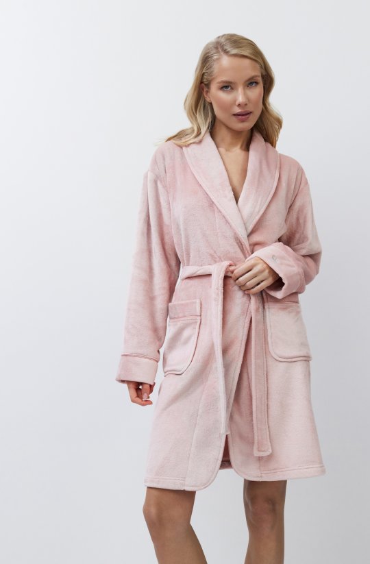 Ružový župan Eva so šálovým golierom