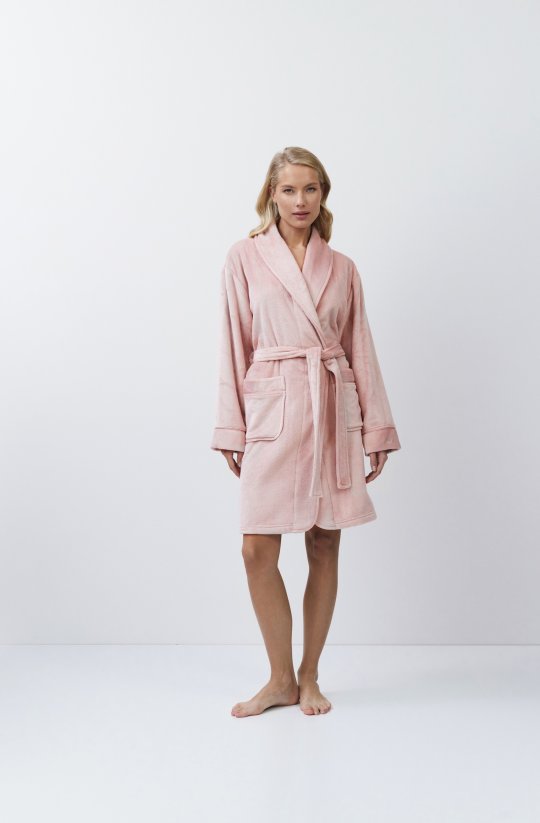 Ružový župan Eva so šálovým golierom