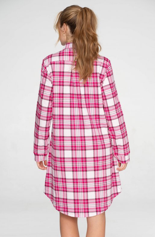 Bavlněná noční košile pánského střihu Pink Cubes