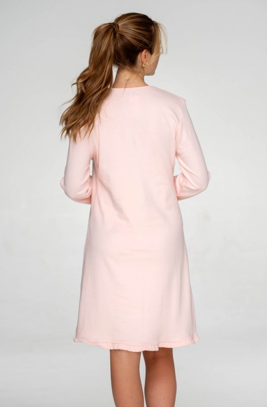 Bavlněná noční košile s dlouhým rukávem Dogs Pink