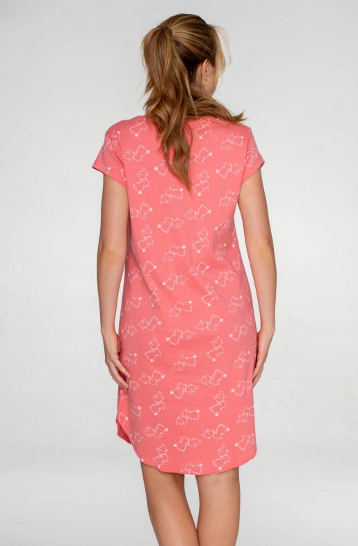 Dámska bavlnená nočná košeľa Dogs Pink