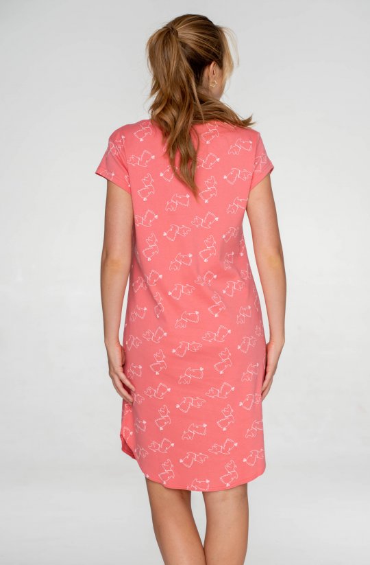 Dámska bavlnená nočná košeľa Dogs Pink
