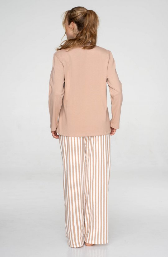 Bavlněné dvoudílné pyžamo Beige Stripe