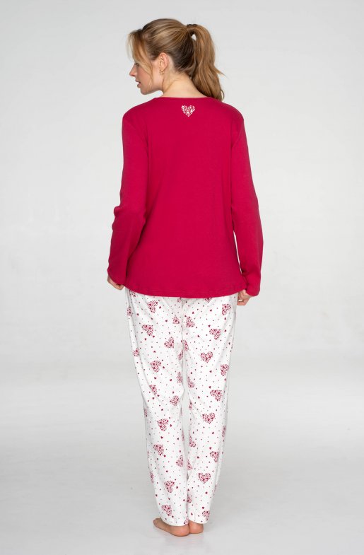 Dámské bavlněné pyžamo Burgundy Hearts