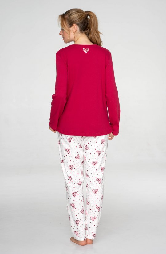 Dámské bavlněné pyžamo Burgundy Hearts