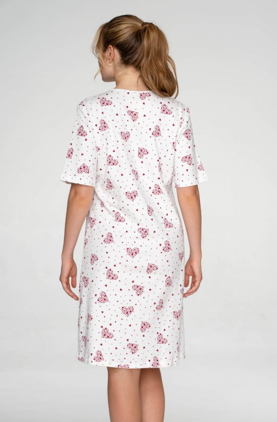 Bavlněná noční košile s knoflíčky Burgundy Hearts