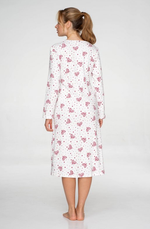 Bavlnená nočná košeľa s dlhým rukávom Burgundy Hearts