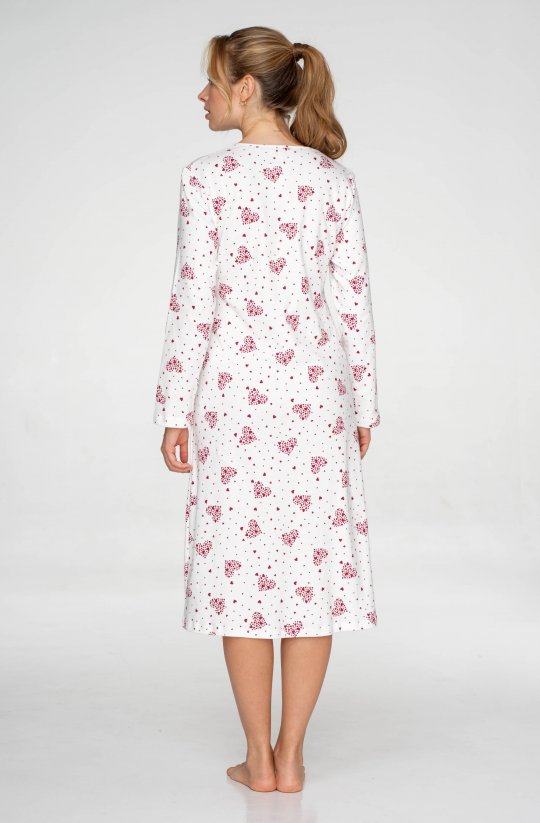 Bavlnená nočná košeľa s dlhým rukávom Burgundy Hearts