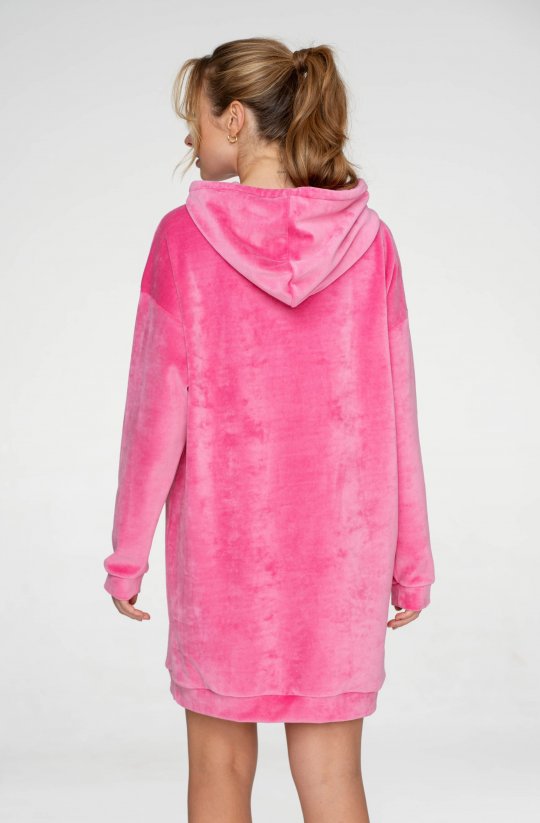 Domácí šaty / prodloužená mikina s kapucí Pink/Grey