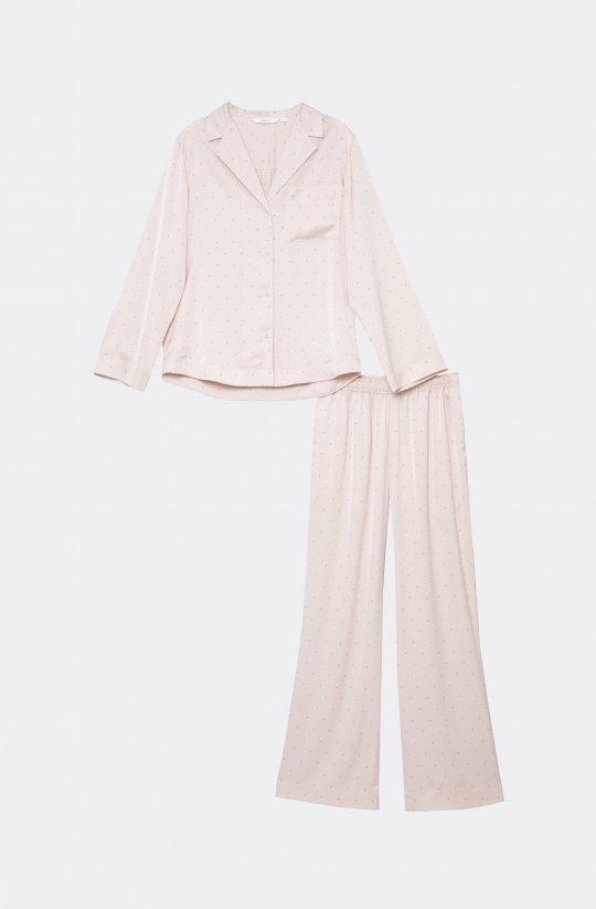 Dámske pyžamo košeľového strihu Gilian s jemnými bodkami