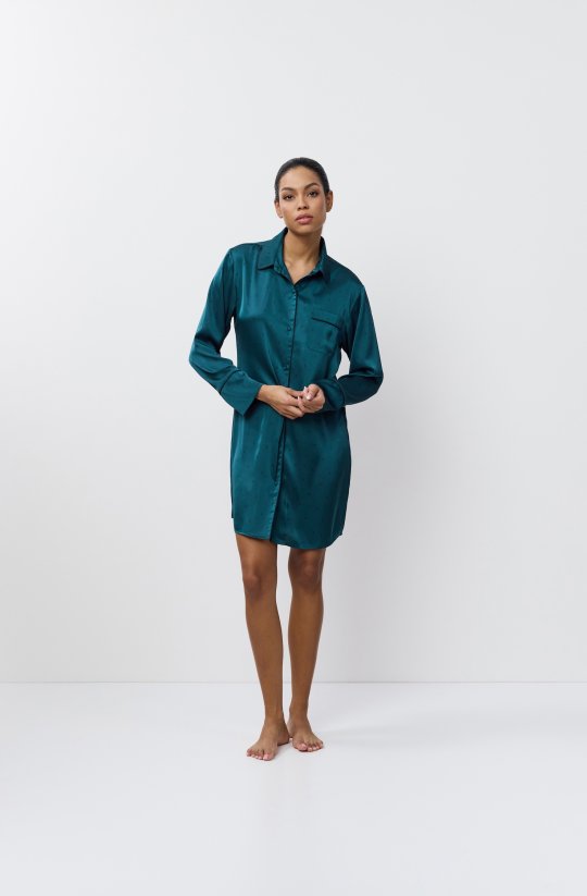 Saténová smaragdová nočná košeľa Emeralda