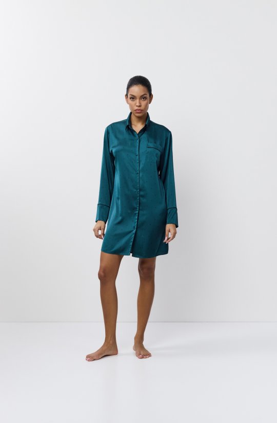 Saténová smaragdová nočná košeľa Emeralda