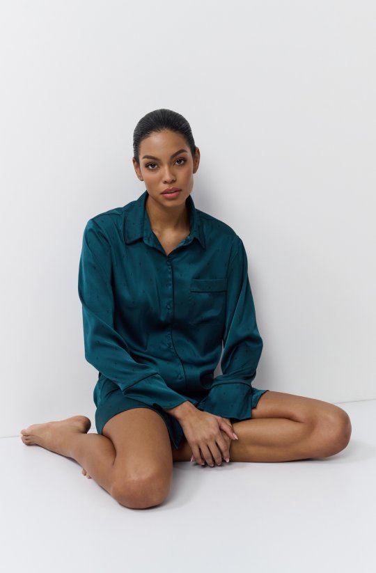 Saténová smaragdová nočná košeľa Emeralda