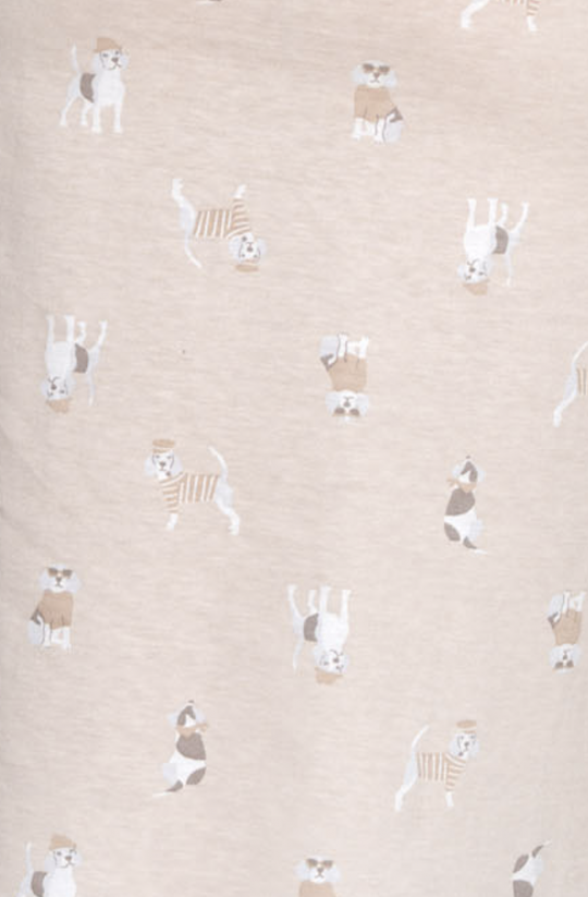 Dámske bavlnené pyžamo Dogs Beige s dlhým rukávom