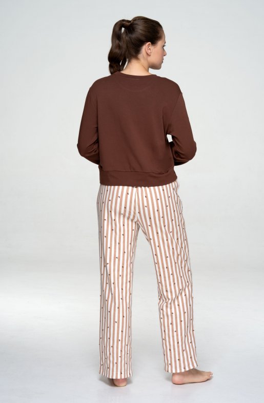 Bavlněné pyžamové kalhoty Beige Stripe
