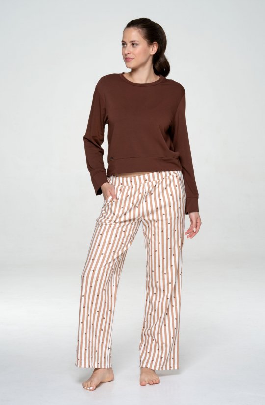 Bavlněné pyžamové kalhoty Beige Stripe