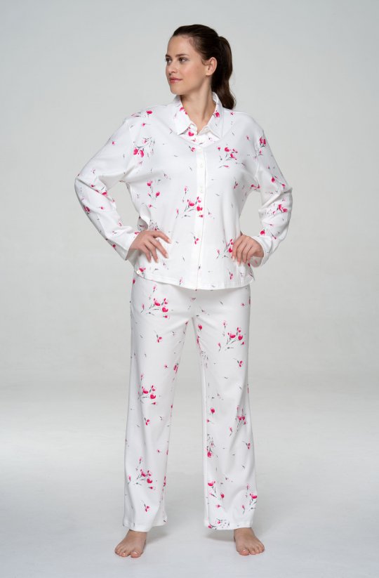Dámské bavlněné pyžamo Cherry Blossom s propínacím topem